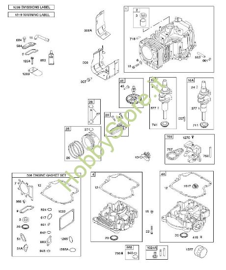B - ALBERO A CAMME, ALBERO MOTORE E CONTRAPPESO, CILINDRO, COPPA OLIO E SFIATO, LUBRIFICAZIONE, PISTONI, SEGMENTI, BIELLA B&S - 31 €¦ 31R777-0007-B1 brand Stihl